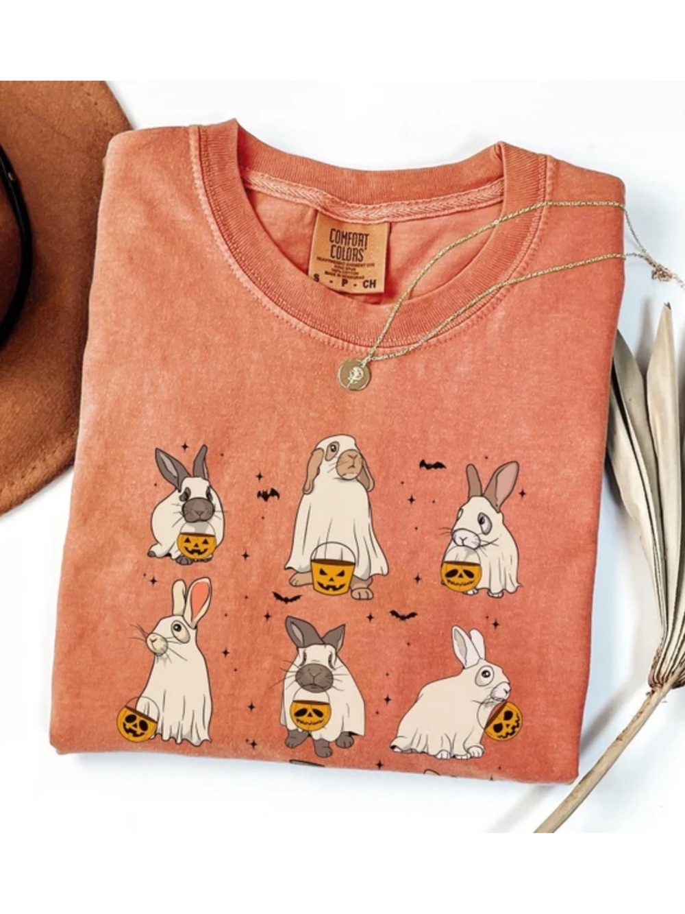 Comfort Colors Yam Halloween Bunny Graphic Tee, Gift For Her, for Him